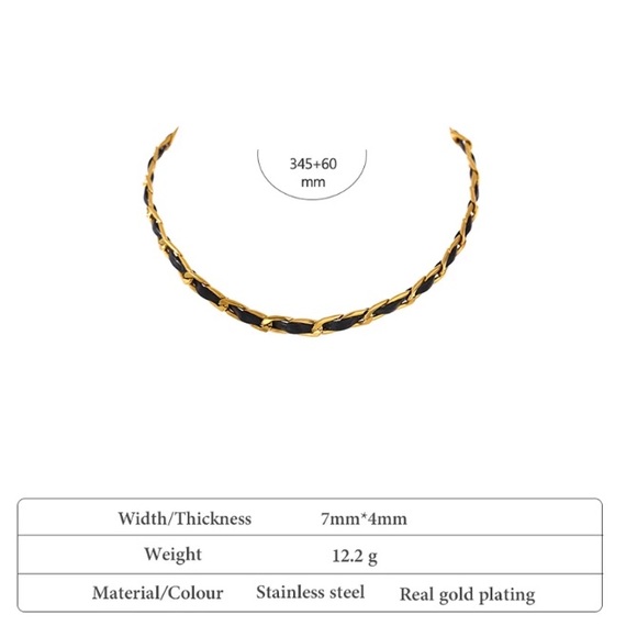 đź–¤18K gold plated braided leather choker - Picture 3 of 5